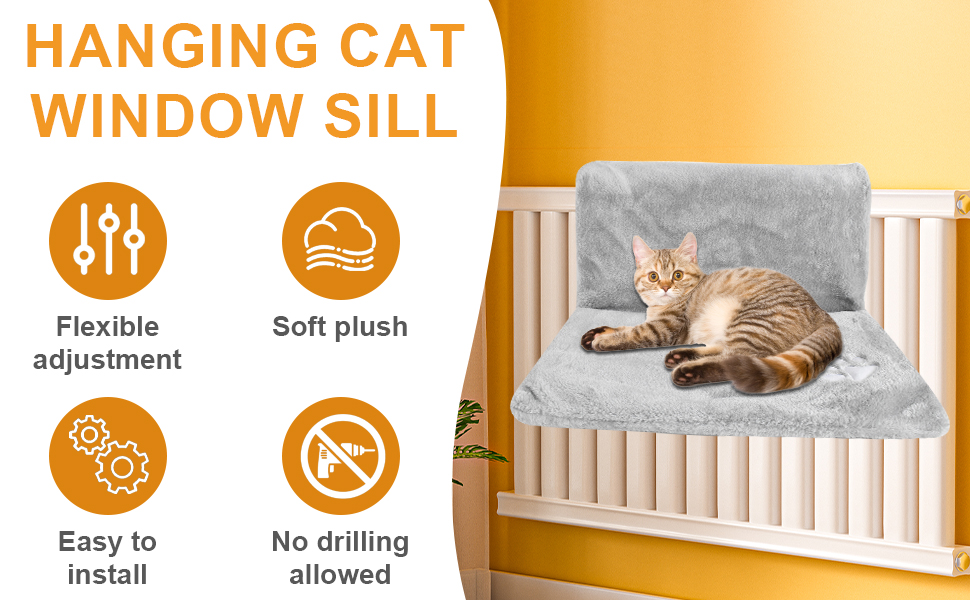 Килимок для котів на радіатор Dokeno, лежанка-гамак, м'який плюшевий, 46x30x25 см