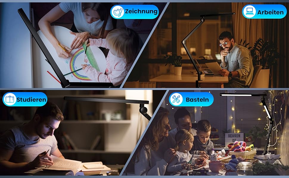 AmazLit Adjustable LED Desk Lamp with Remote - 12W Dual Light Source Architect Lamp, Dimmable & Adjustable Color Temperature Clamp Desk Lamp for Office
