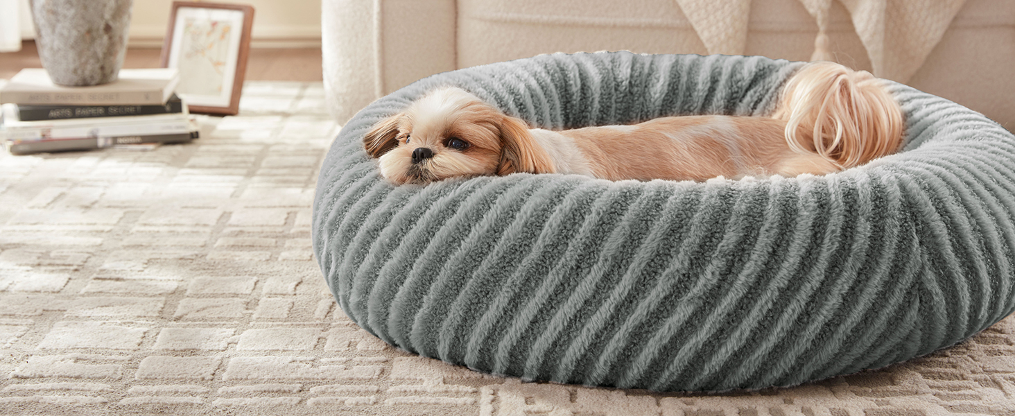 Кругле ліжко для собак середніх порід та котів, сіре. Зручне, миється, знімний кошик, наповнювач гранулят та Memory Foam, 76x76x20 см