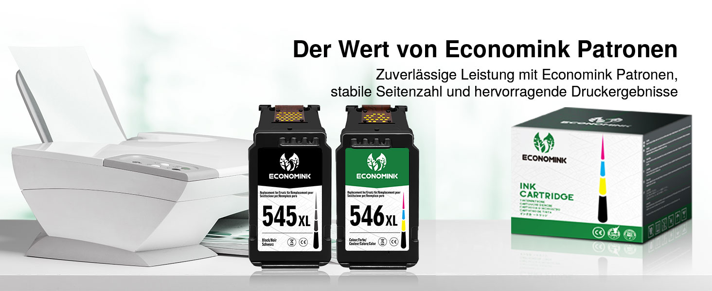 Комплект картриджів Economink 545 546 XL для принтерів Canon PIXMA TS3300, TS3150, TS3350, TS3400, TS4500 (PG-545XL чорний, CL-546XL кольоровий), сумісні