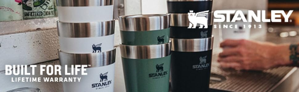 Термокружка Stanley Adventure Stacking Bierkrug 473 мл з нержавіючої сталі, зелений колір, з подвійними стінками, вакуумна ізоляція, BPA-Free, для зберігання напоїв холодними до 4 годин, можна мити в посудомийній машині