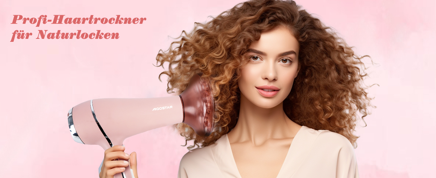 Фен Aigostar Lora рожевий 2400W з іонізацією, 3 температурні режими та 2 швидкості повітря