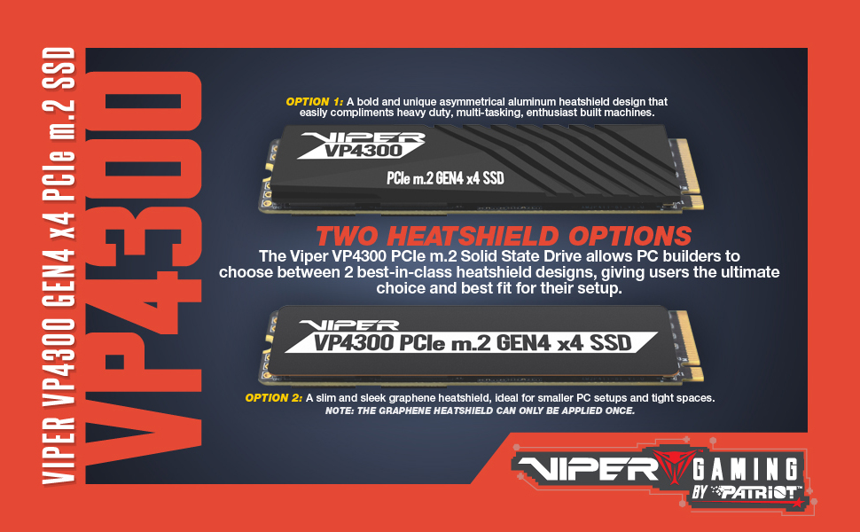SSD Patriot Viper VP4300 2TB PCIe Gen4 x4 NVMe M.2 - до 7400 МБ/с читання, 6800 МБ/с запис