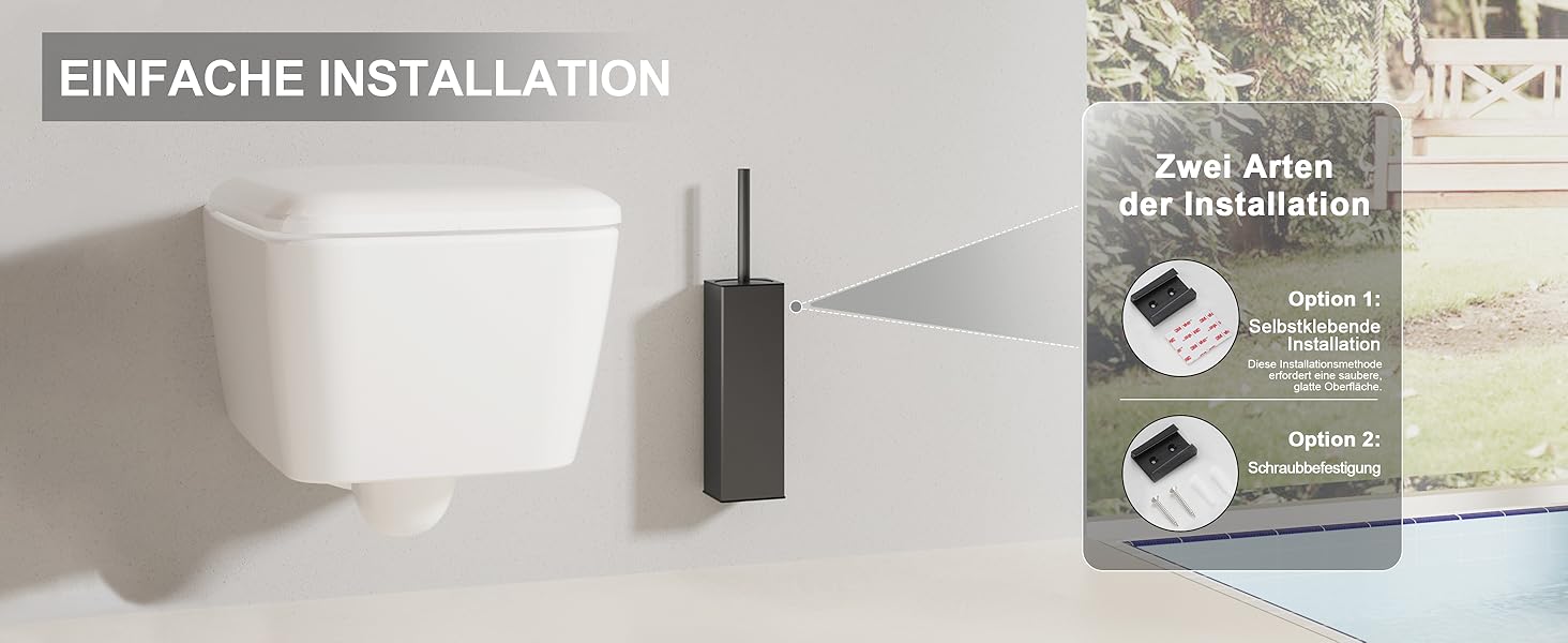 Настінна щітка для унітазу BVL з тримачем, без свердління, з силіконовими насадками (білий матовий)