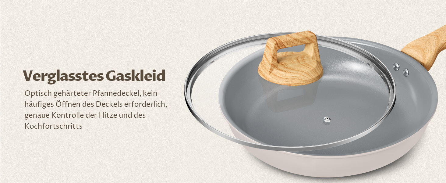 Набір сковорідок Induktion 5-ти частинний, діаметр 20, 24, 28 см, керамічне покриття, антипригарні, з бакелітовими ручками, підходить для всіх типів плит, без PTFE, PFAS, PFOA