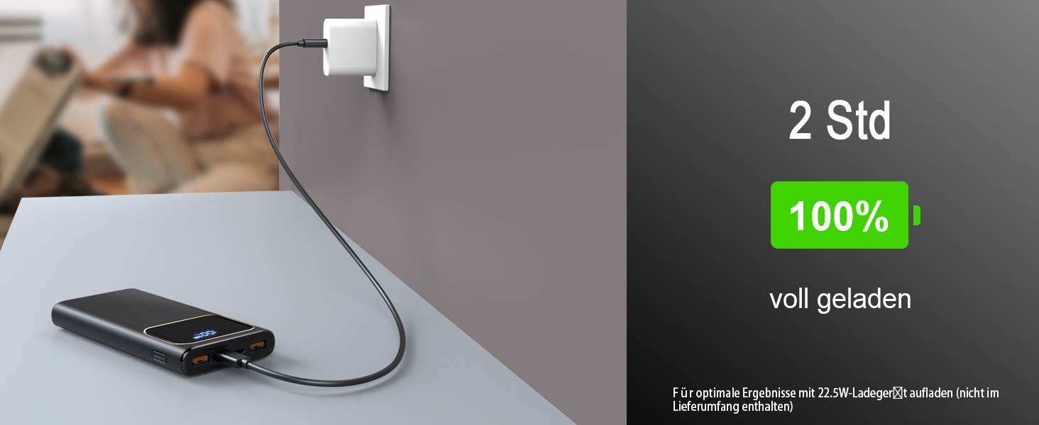 Power Bank 10000mAh з LED-дисплеєм, 22.5W PD3.0/QC4.0, USB-C, чорний