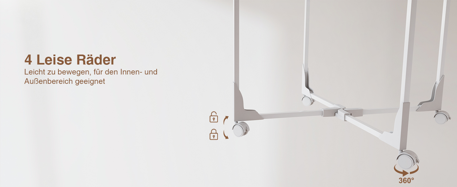 Стійка для сушіння білизни Innotic з 4 рівнями, складна та компактна на колесах, 168 см, для балкону та маленьких квартир, біла