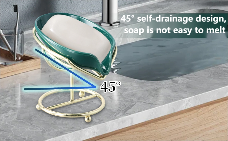 Набір з 2 мисок для мила з отвором, 13,5x8,5 см, кераміка, самостійний злив, у формі листка, білий, зелений