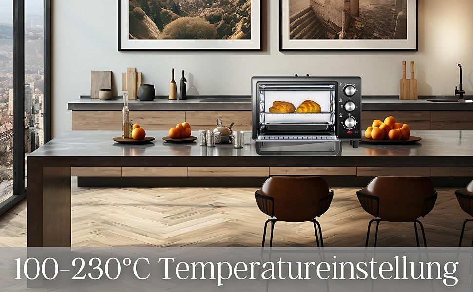 Міні-піч 15 літрів: піч для піци, міні-піч, таймер 60 хв, 100°-230°C, 1200 Вт, крихти-піддон, піч для кемпінгу, енергозберігаюча