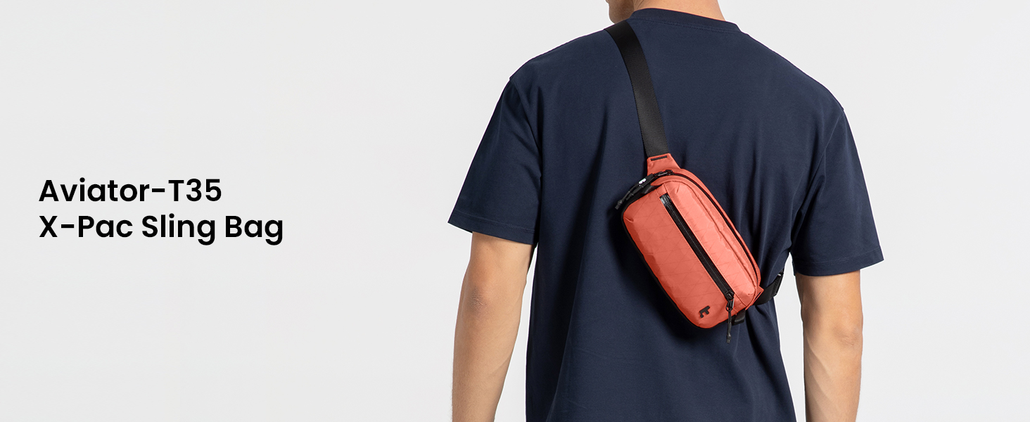 tomtoc Плечова сумка Sling Bag 3.5L з RFID-захистом – для Switch, iPad mini, EDC, подорожі | Водовідштовхувальна, X-pac Koralle