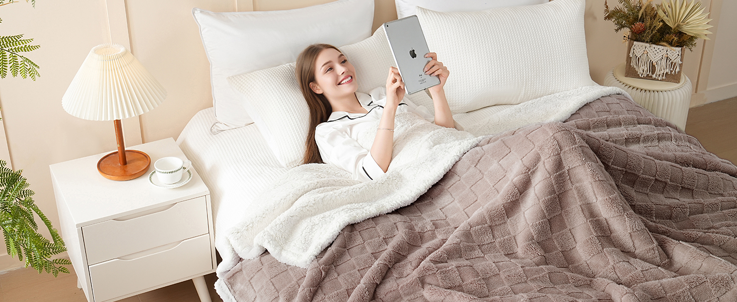 Плед Gracelife Sherpa з м'якого флісу, великий, теплий, 150 x 200 см, сірий