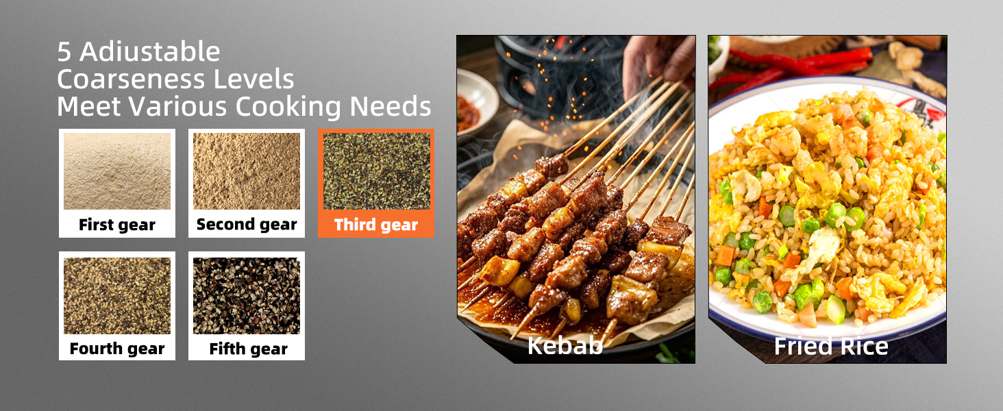 Набір електричних мельниць для солі та перцю з заряджною станцією, об'єм 110 мл, 5 ступенів помелу, керамічна млинка, щітка, 2 шт., чорний