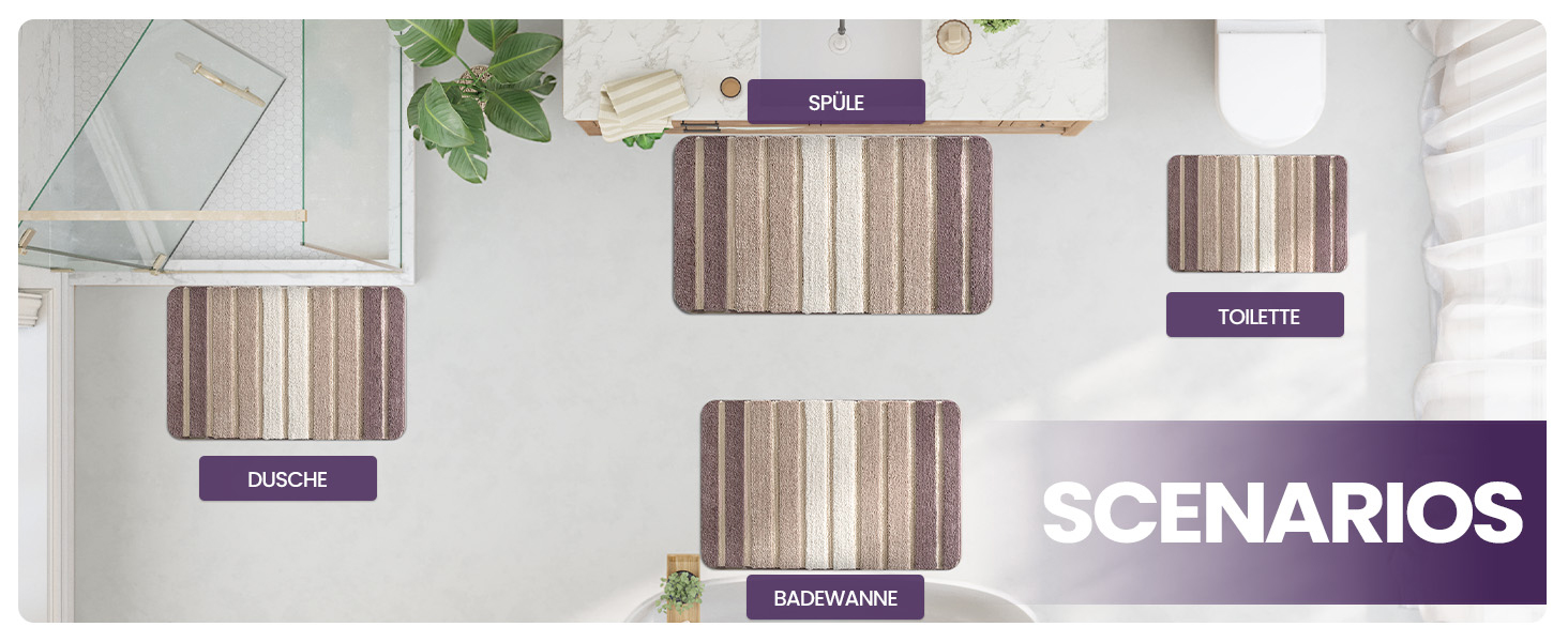 Non-Slip Bathroom Rug - Absorbent Bath Mat 60 x 110 cm - Washable Soft Bath Mat for Bathroom (2-Pack 40 x 60 cm, Beige)