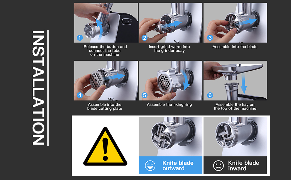 М'ясорубка електрична Nictemaw Profi 2000W з 3 насадками для ковбас та реверсом