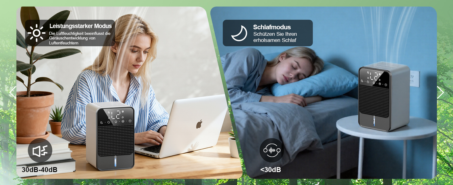 Електричний осушувач повітря автоматичний 1800 мл з функцією відтавання, таймером та LED-дисплеєм для спальні, ванної кімнати та шафи (650 мл/24 год)