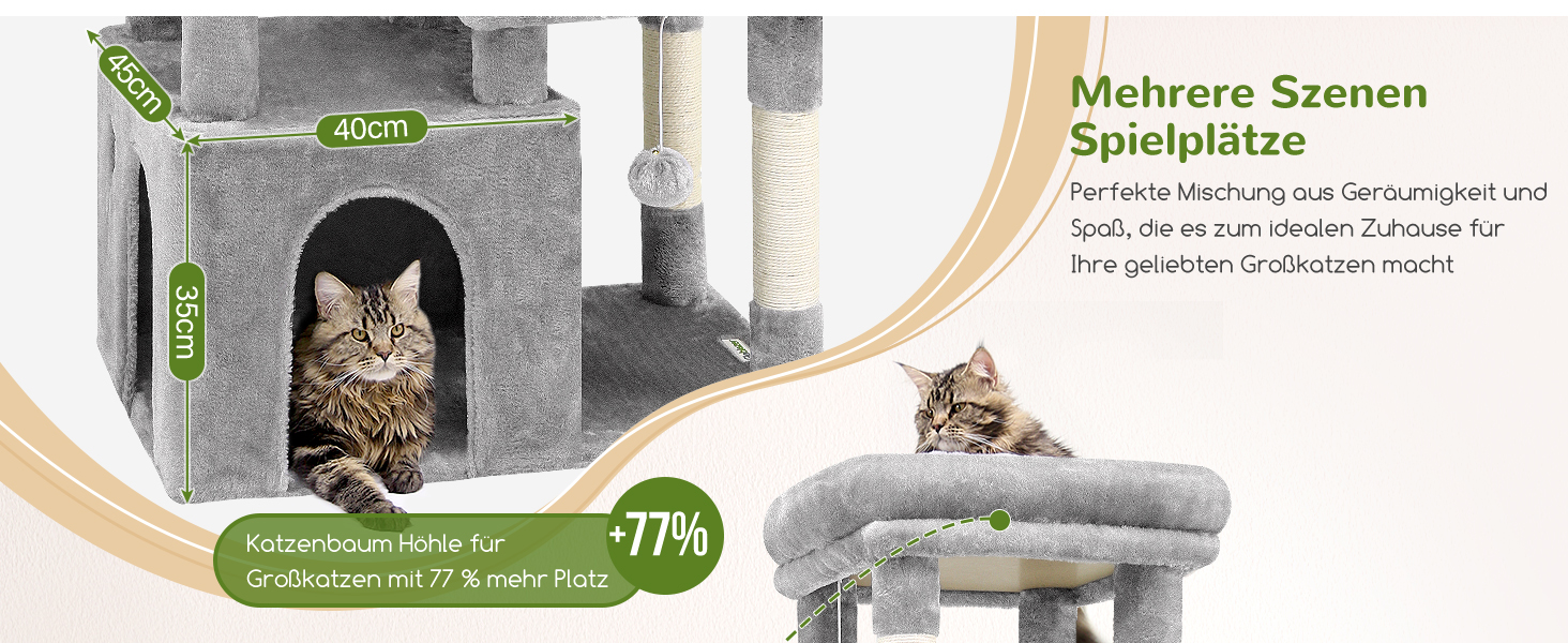 Драбина для котів Globlazer XL (156 см) з будиночком, платформами та когтеточками, сірий