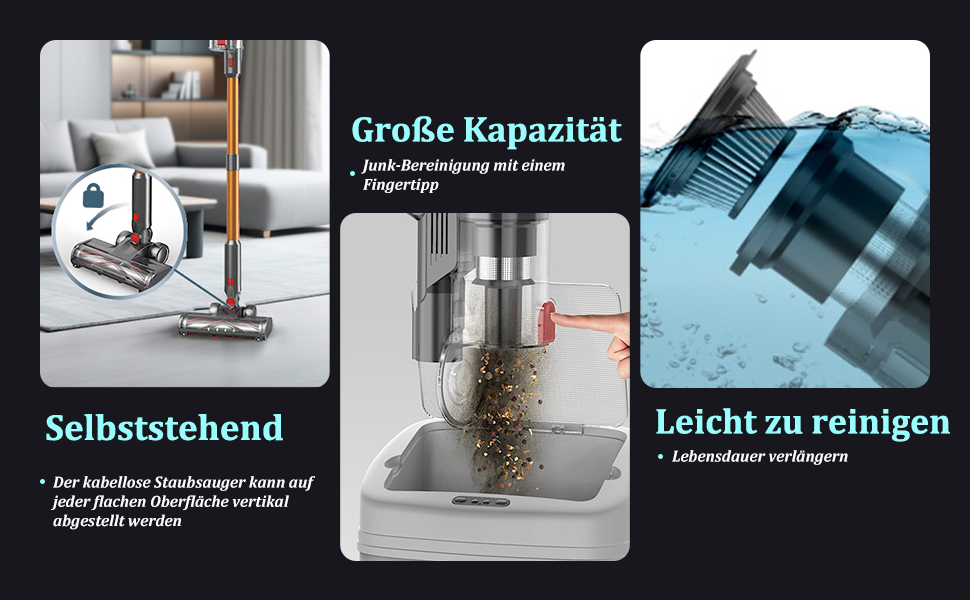 Bergxperten Orizom: Акумуляторний пилосос з автоматичним визначенням пилу | 60 хв роботи | Без мішка | Для килимів, твердих підлог та шерсті тварин | 550 Вт