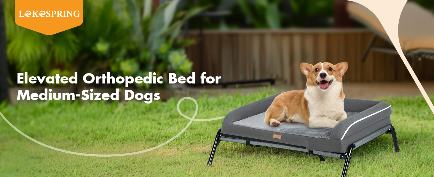 Ортопедичне ліжко для собак середнього розміру, 2-в-1, для собак маленьких та середніх порід, зручне диван-ліжко з піною у формі яйця, можна прати, м'яке, сіре (S)