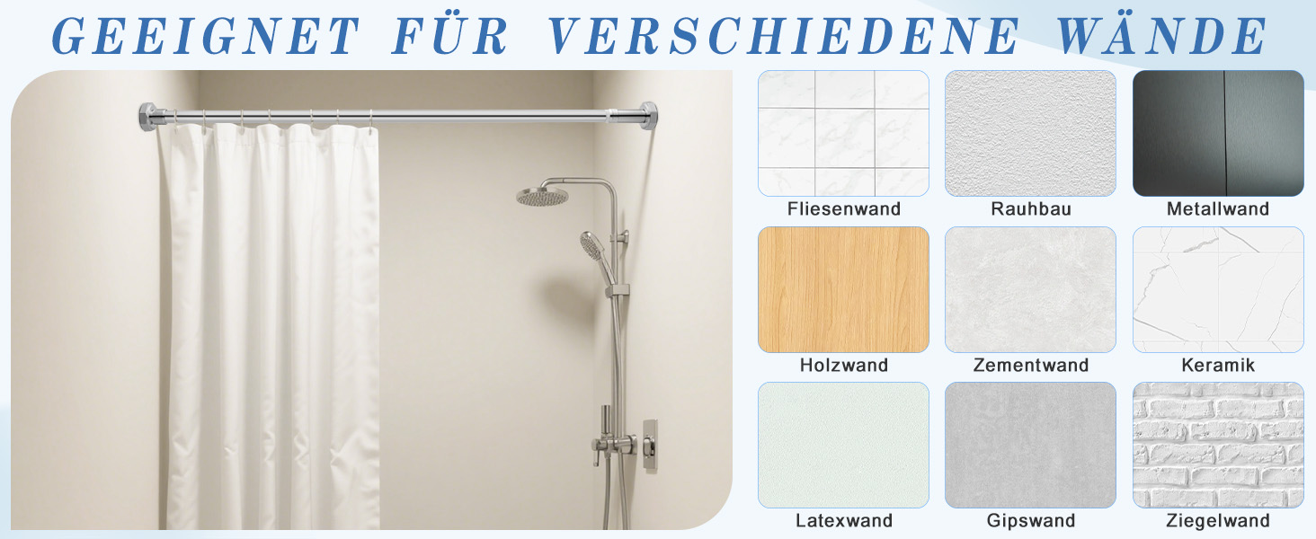 Регульована телескопічна штанга DEWEL 70-120 см (без свердління) для штор та душової кабіни, срібна