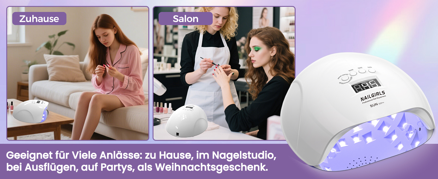 LED UV лампа для нігтів NAILGIRLS 150W з таймером, LCD дисплеєм та знімною магнітною пластиною (біла)