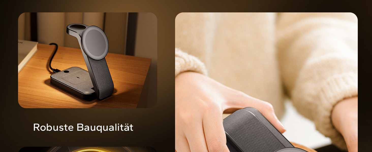 Сумка-органайзер для Apple Watch та iPhone з MagSafe, чорна: зарядка 3-в-1 для iPhone 17, 16, 15, 14, 13, 12 Pro Max