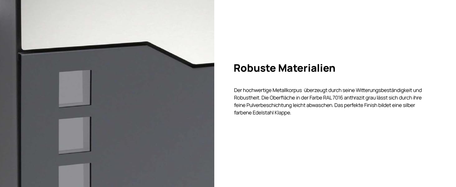 Поштовий ящик антрацит RAL 7016 Svenja з написом та газетницею - сталевий порошково-пофарбований, з 3 вікнами огляду