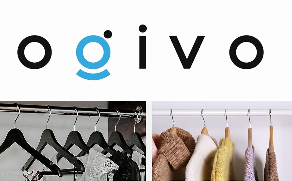 Плечики для одягу OGIVO з дерева, набір 10 шт. – обертовий гачок 360°, витончені вирізи на плечах, натуральне дерево (бук, береза, сосна, верба)