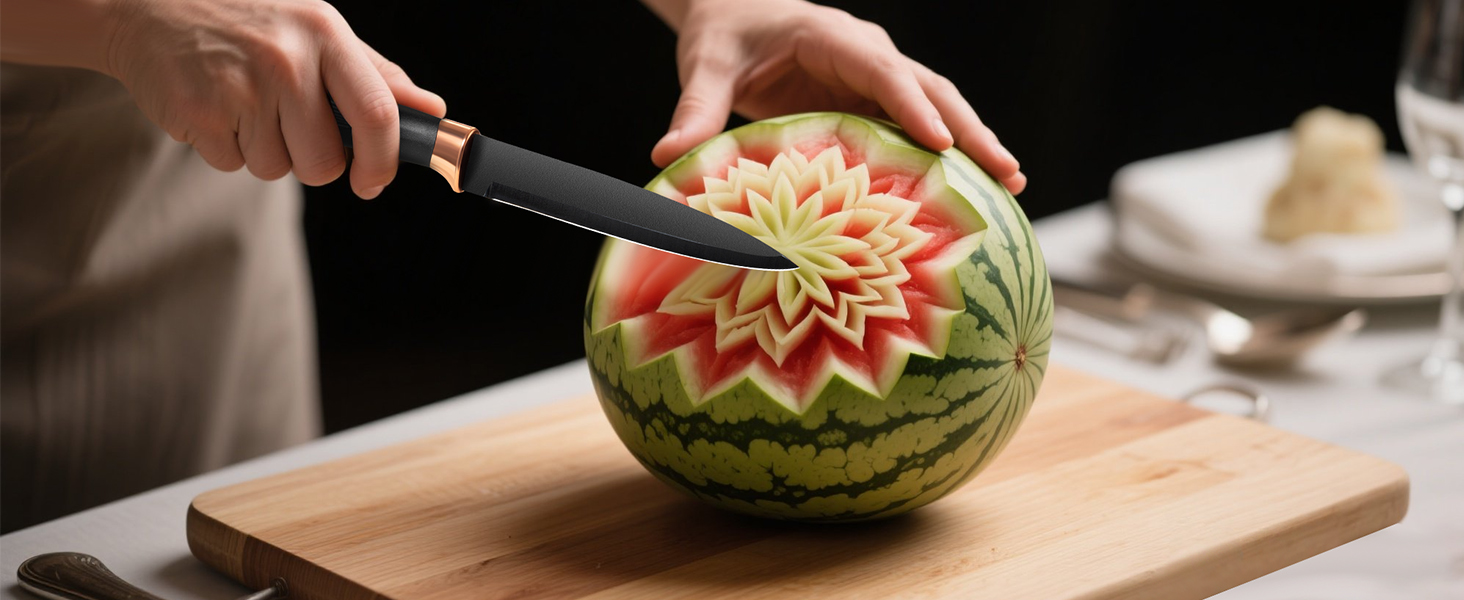 Набір ножів кухонний 6 предметів з блоком, нержавіюча сталь, білий