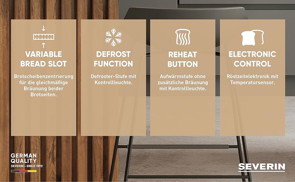 Тостер Severin AT 4321 (білий): компактний, 850 Вт, для тостів, розморожування та підігріву