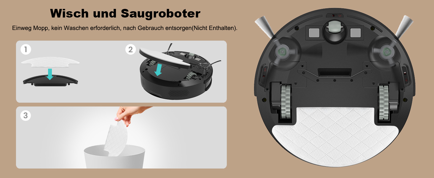 Робот-пилосос LEFANT M210P Champagnergrau: потужність 2200Pa, 120 хв роботи, Wi-Fi, для килимів, шерсті тварин та твердих підлог