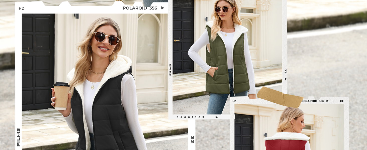 Жіноча флісова жилетка CMTOP з капюшоном. Тепла, легка, безрукавна куртка на блискавці. Ідеальна для осені та зими. З кишенями, чорного кольору, розмір M