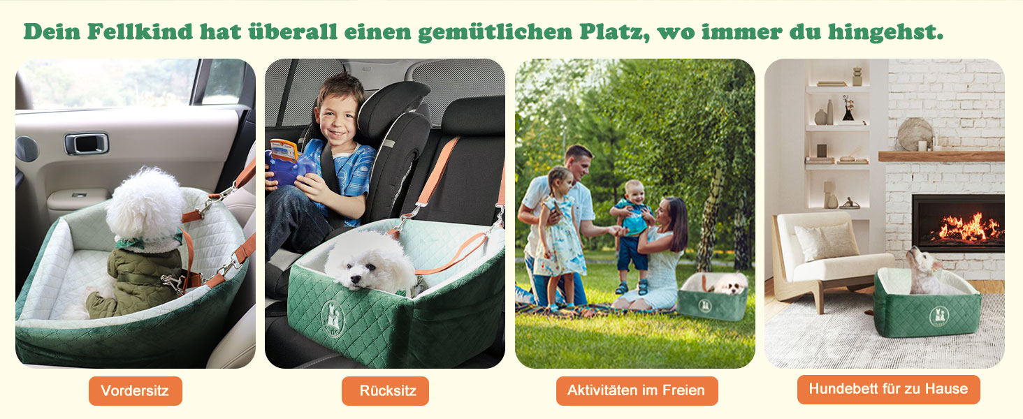 Автокрісло для собак iPetba - Зелене, для маленьких порід, з захистом від зіткнень, антиковзаюче, знімне та миється