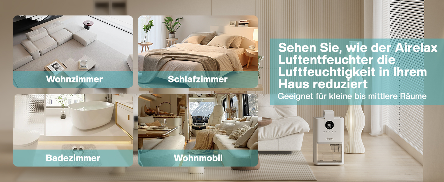 Електричний осушувач повітря Airelax 1000 мл з автовимкненням, тихий, для підвалу, спальні, ванної кімнати