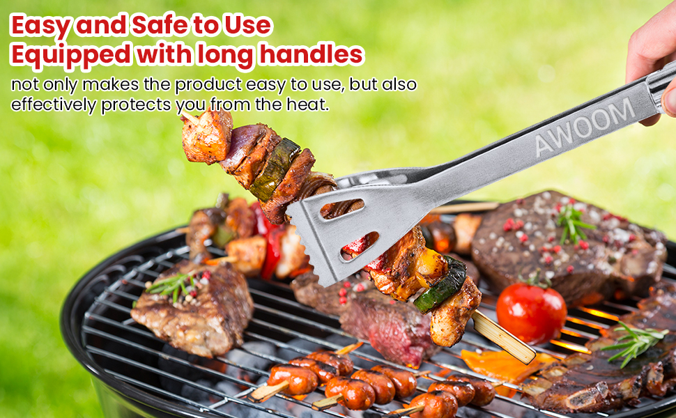 Набір гриля AWOOM 20 предметів: шампури, щипці, лопатка, щітка | З гриль-кофром | Для барбекю, кемпінгу та вечірок
