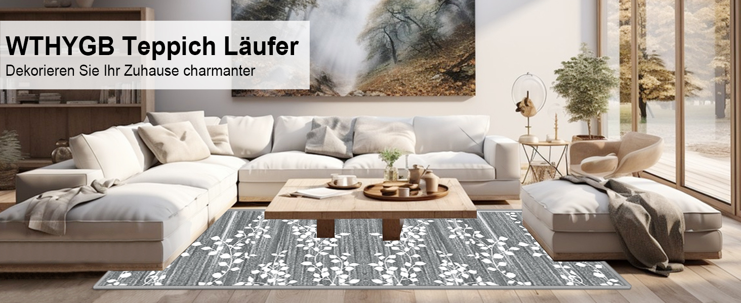 Килимок для підлоги, коридору, кухні - антиковзаючий, миючий, 60x90 см, сірий/блакитний