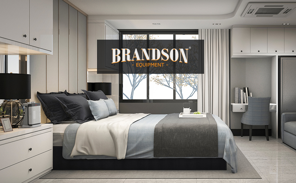 Електричний обігрівач Brandson з 2 рівнями потужності, регулюванням температури, функцією вентилятора, захистом від перегріву та обертанням | 1800 Вт, сертифікат GS, сірий та срібний колір