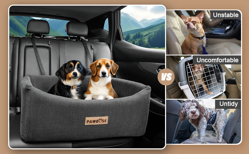 Автокрісло для собак середніх порід до 15 кг з ременем безпеки, знімне та миється (сірий)