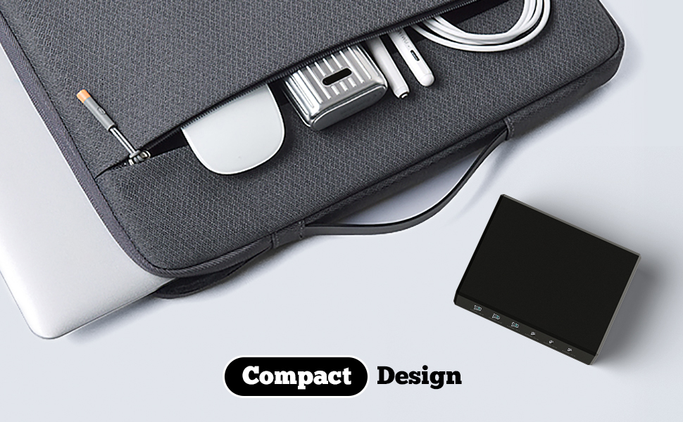 Зарядний пристрій USB-C 120W GaN, 6 портів, для iPhone/Samsung/Google/планшетів, чорний