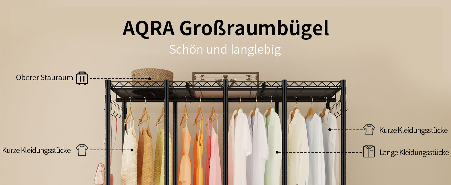 Відкритий шафа-система AQRA: зручний шафа-організатор з 9 полицями та 5 штангами для одягу, стійка для одягу з місткою конструкцією (193.5x43.5x195 см)