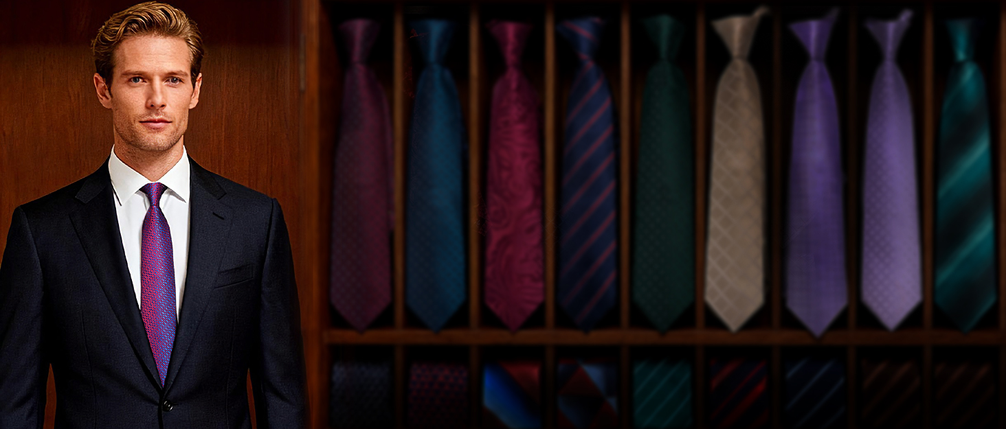 Набір краваток чоловічий DiBanGu з шовковим смугастим та клітинчастим візерунком, з кишеньковим хустинкою, краватковою застібкою та манжетонами (синій та золотий)