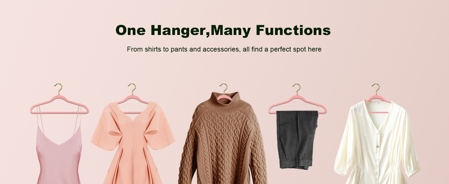 Набір з 22 велюрових плечиків для одягу Stormix, преміум-якість, для дорослих, антиковзаючі, ультратонкі, для сорочок та костюмів, рожеві гачки