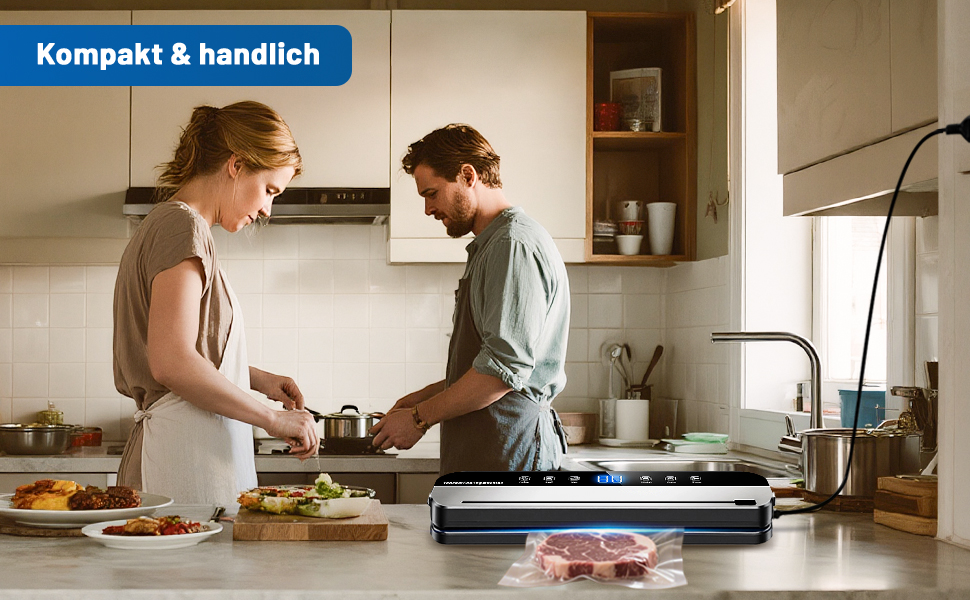 Вакуумний пакувальник FANNOU 5-в-1 для продуктів харчування, з зовнішнім вакуумуванням для банок та контейнерів, чорний