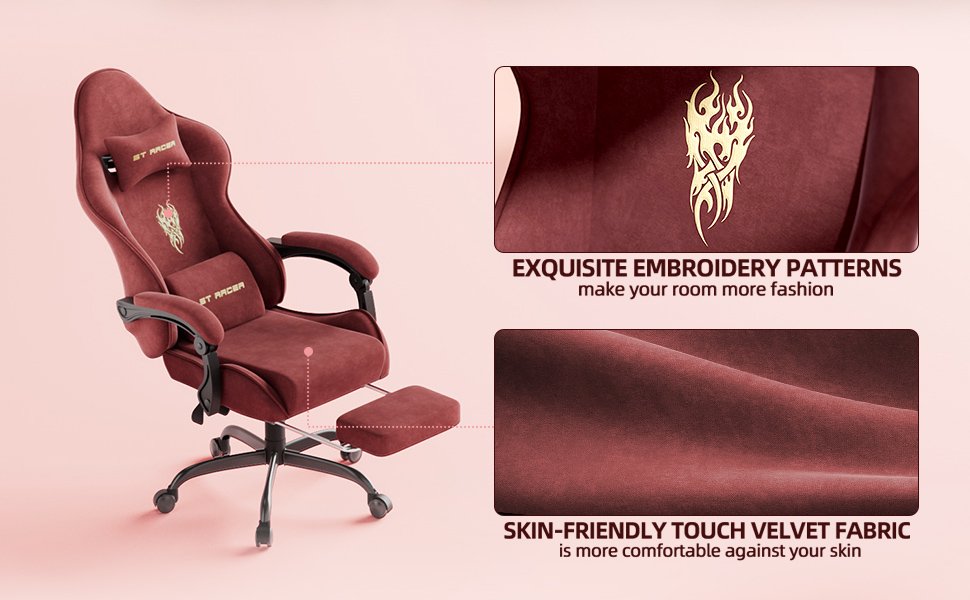 Геймерське крісло Ferghana Ergonomisch LW210: Червоне, з регульованою подушкою для голови та попереку, підлокітниками та підставкою для ніг