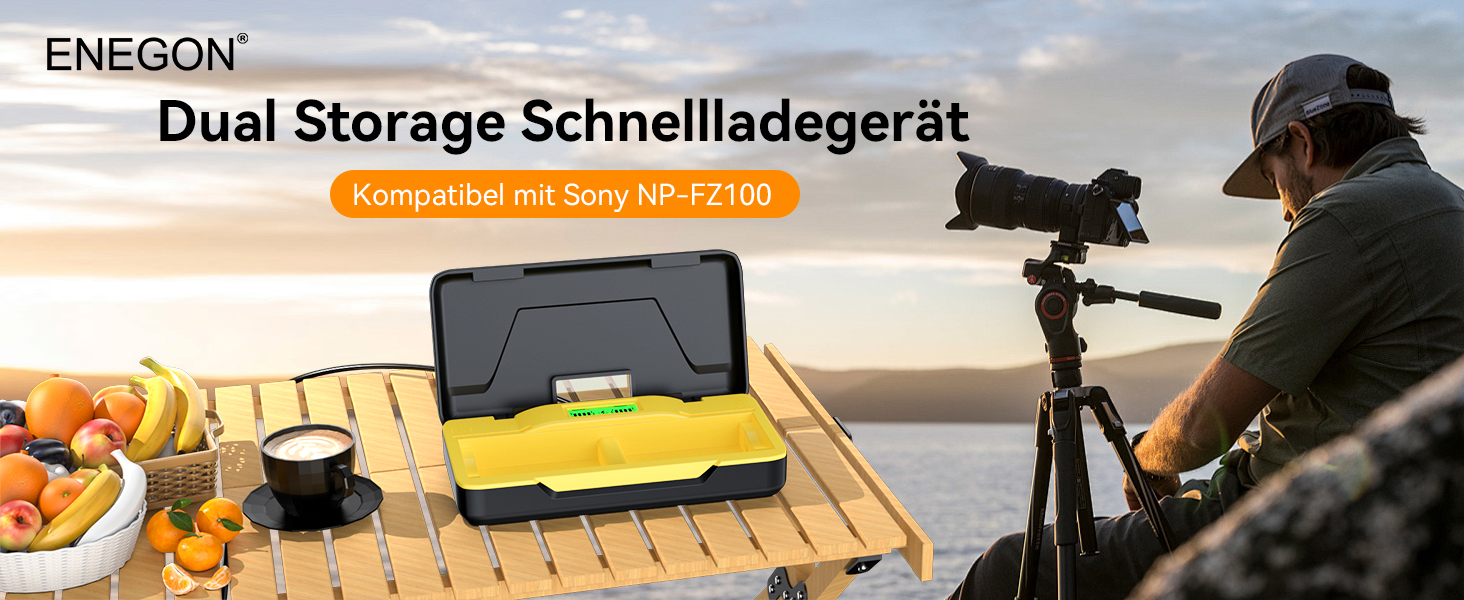 Зарядний пристрій ENAGON NP-FZ100 20W PD з LCD-дисплеєм для Sony Alpha (A7, A9, A7R, FX3, FX30)