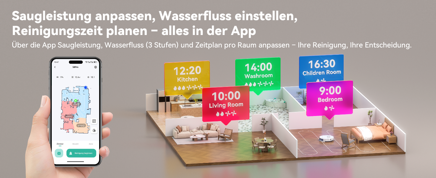 Робот-пилосос Tesvor S8MAX 3-в-1 з функцією миття підлоги, 8000Pa, LiDAR-навігація, 240 хвилин роботи, керування через додаток/Alexa, самостійна вивантаження сміття, 2.5L, для великих приміщень та домогосподарств з тваринами