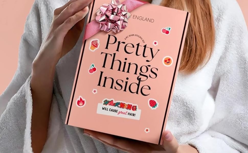 Набір для догляду за волоссям Lily England Luxus для підлітків - 6 предметів (щітка для розчісування, аксесуари для волосся преміум-якість, наклейки) - подарунок для дівчаток у трендовому рожевому дизайні