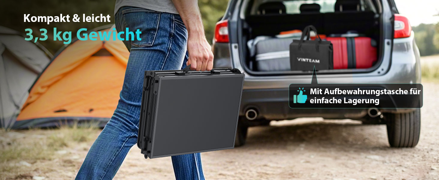 VINTEAM Складаний туристичний стіл 87x40 см, 3-х рівневий, регульована висота, алюміній, для кемпінгу, барбекю, пікніка, саду. MDF