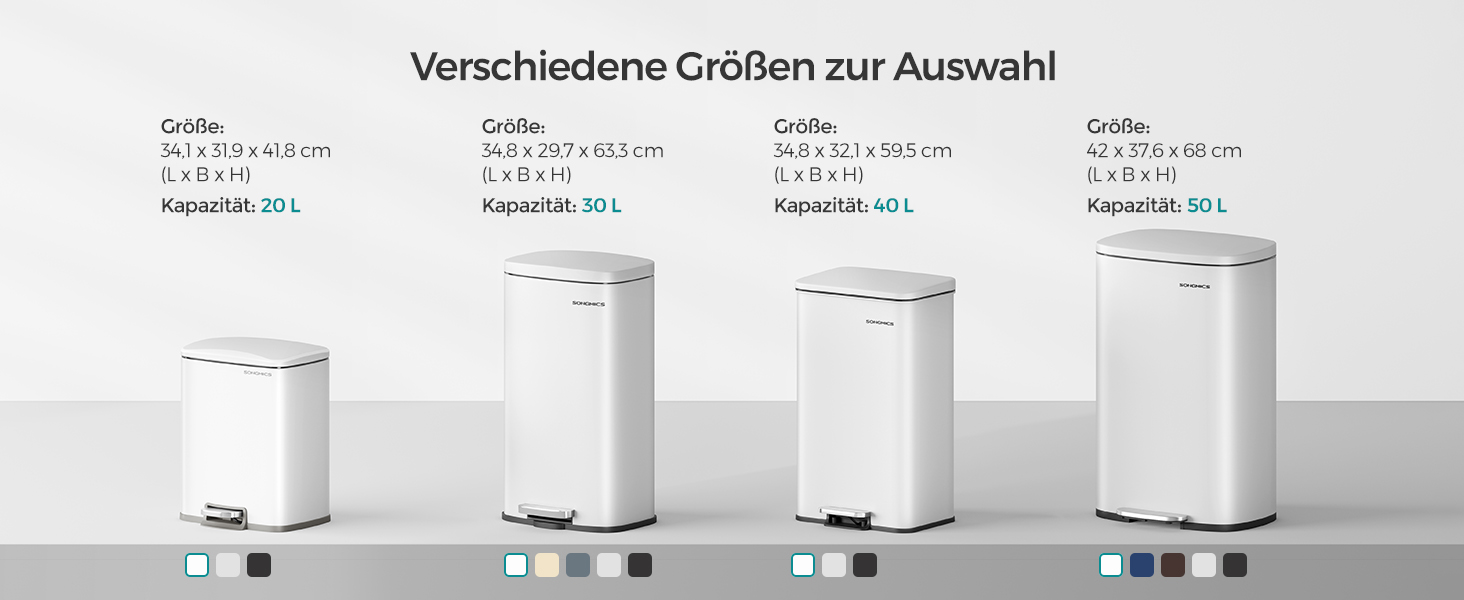 Відро для сміття SONGMICS 20 л з педаллю, м'яким закриттям, з внутрішнім відром, 15 мішків, металеве срібло