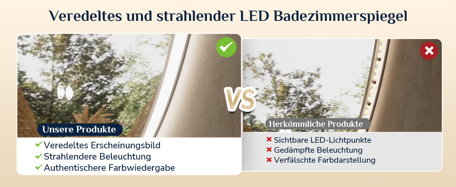 Дзеркало для ванної кімнати Keonjinn кругле, 60см з підсвічуванням, антизапар, сенсорне управління, пам'ять, 3 кольори світла, регулювання яскравості, LED, без рамки