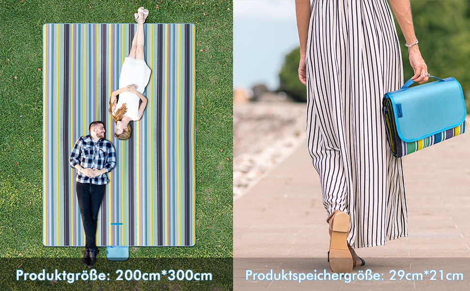 Плед для пікніка Muyans 200x300 см, XXL, водонепроникний, складний, з ручкою для саду, пляжу, кемпінгу